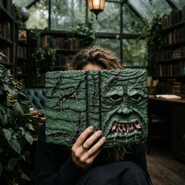 persona sosteniendo bitácora Horror Resurgens